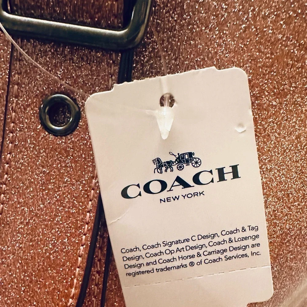 Coach Leather Metallic Glitter Rose Pink Large Tote Bag NWT - Picture 9 of 11